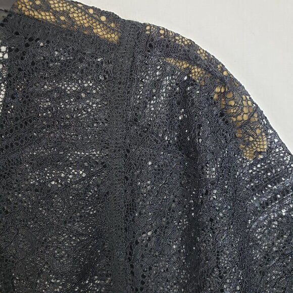 Byron Lars Beauty Mark Top Black Lace Mesh Short Sleeve Sheer Tee Shirt Size 4 - Picture 4 of 8